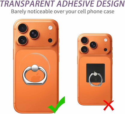 Cell Phone Ring Holder, Transparent Ring Holder 360°Rotation Finger Ring Stand, Clear Cell Phone Kickstand Compatible with Most of Phones, Tablet and Case, (2Silver+1Black+1Rose Gold)