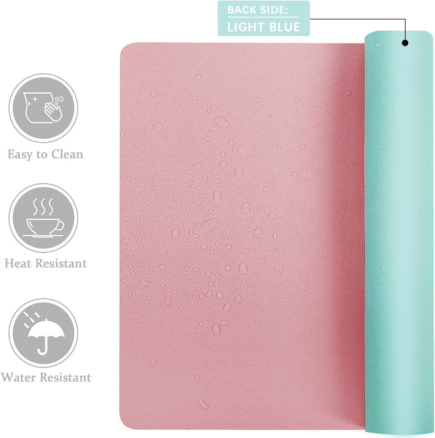 Desk Mat Large Protector Pad - Multifunctional Dual-Sided Office Desk Pad,Smooth Surface Soft Mouse Pad, Waterproof Desk Mat for Desktop, Pu Leather Desk Cover for Office/Home(Pink, 23.6" X 13.7")